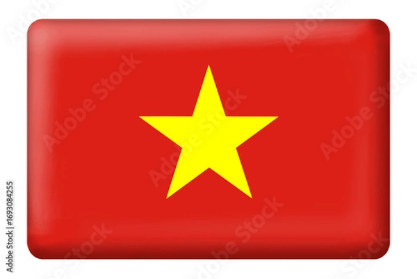 Fototapeta Vietnam flag square button shape on transparent background. Flag, vietnam, national, country, red, asia. National or country flag. Hanoi.