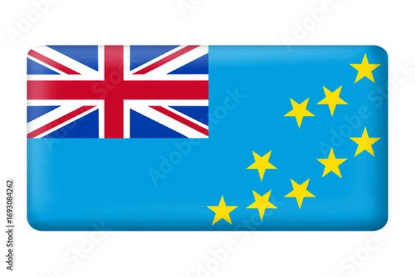 Fototapeta Tuvalu flag with square button shape on transparent background. National or country flag of tuvalu. Tuvalu, national, country, flag,