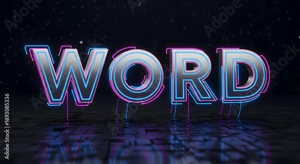 Fototapeta WORD Abstract Neon Typography Design