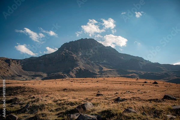Fototapeta desert landscape with mountains and blue sky