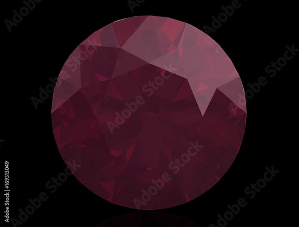Fototapeta Ruby or Rodolite gemstone (high resolution 3D image)