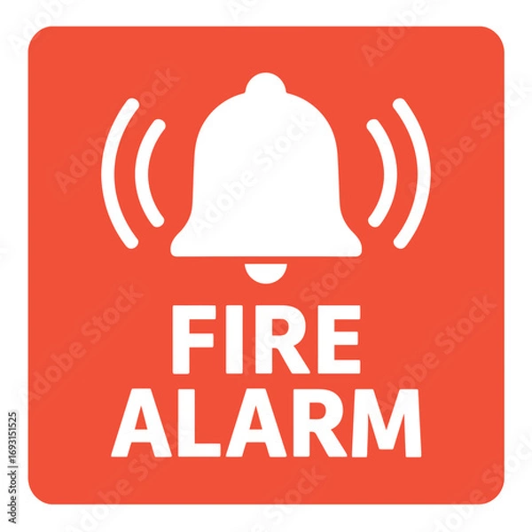 Fototapeta The fire alarm symbol, a visual cue for immediate safety protocols and emergency situations. Modern flat vector sticker label with icon and badge style, transparent background