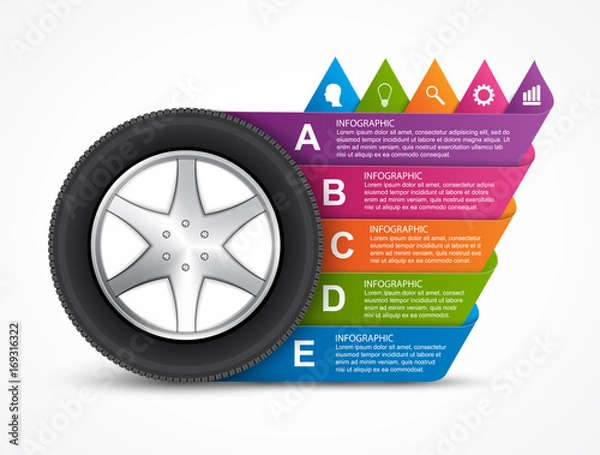 Obraz Car Wheel Infographic Design Template. Vector illustration.