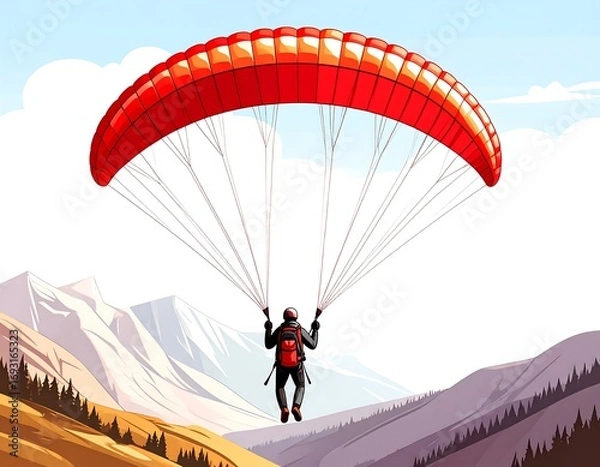 Obraz Paragliding over mountains