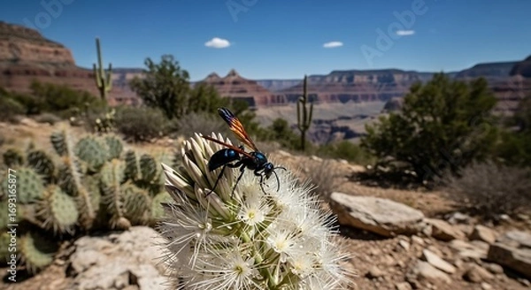 Fototapeta Tarantula Hawk Wasp on a Desert Plant in the Grand Canyon.