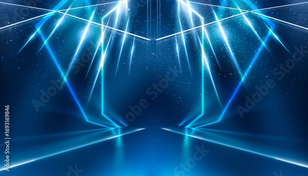 Fototapeta Abstract futuristic neon background, glow, light reflection.