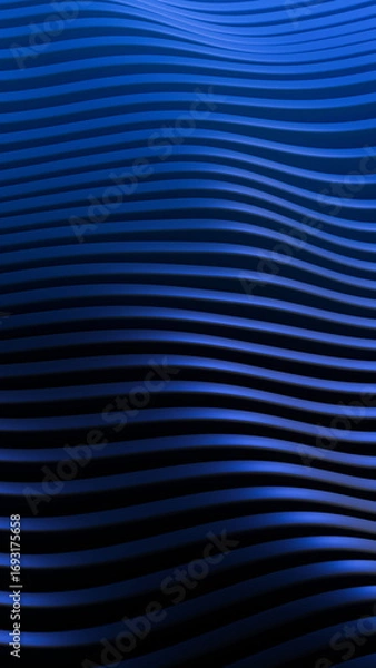 Fototapeta Abstract vertical blue glowing wave stripes in futuristic 3D design