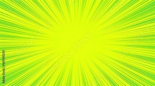 Obraz Bright Yellow-Green Sunburst Abstract Background. Dynamic Lime Green Radial Speed Lines Create an Energetic Comic Style Graphic Design Wallpaper.
