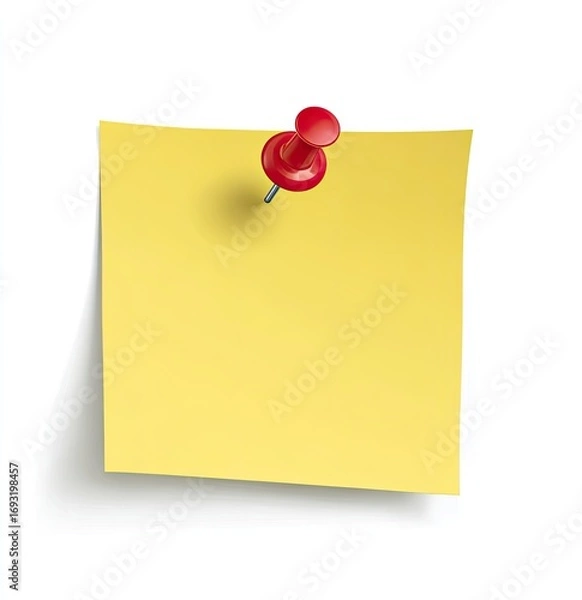 Obraz Blank yellow sticky note with red pushpin