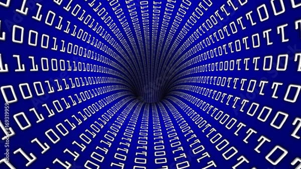 Fototapeta Binary Code Network tunnel hole 