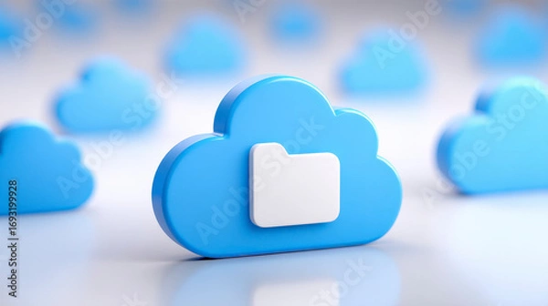Obraz A blue cloud with a white file icon on it
