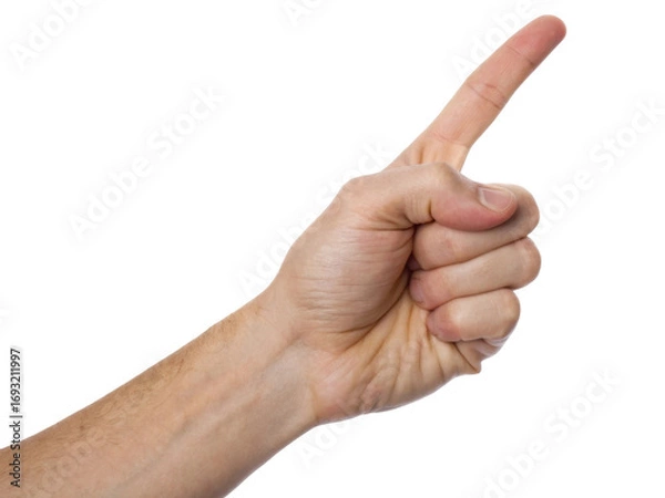 Fototapeta Human Hand Pointing with Extended Finger Emphasizing Direction and Instruction on Transparent Background