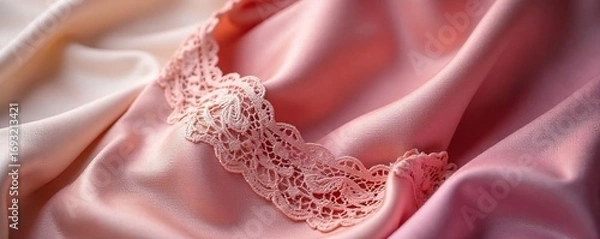Fototapeta Close up shot of luxurious silk lingerie, delicate lace details, and soft fabrics in a variety of colors and styles , bralette, sensual, soft