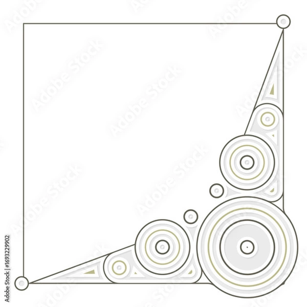 Fototapeta Minimalist Geometric Corner Border with Circles and Triangles Neutral Colors Design