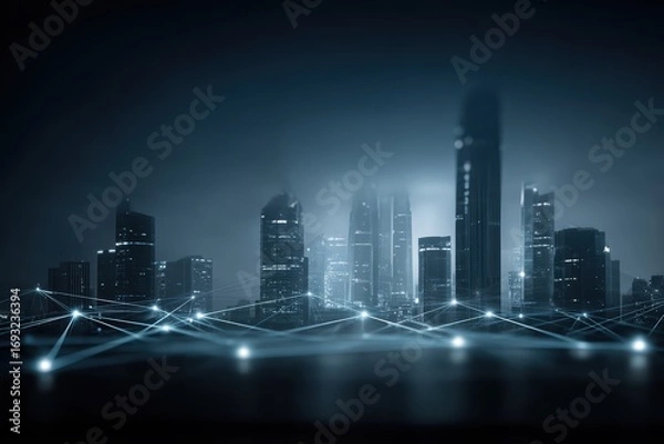 Fototapeta Smart City Network, Data Connectivity, Urban Technology