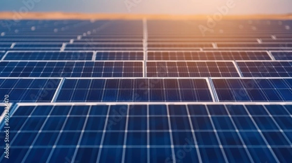 Fototapeta Solar Panels Farm: Renewable Energy Source Technology