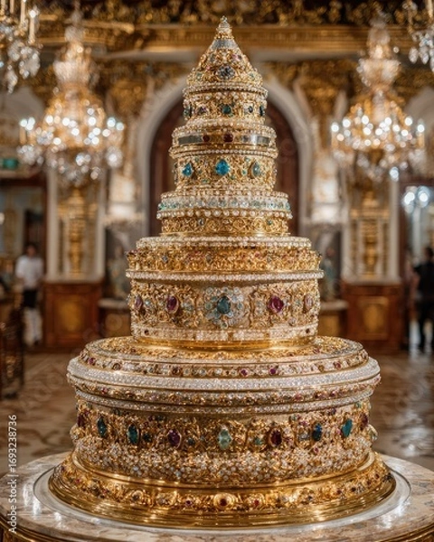 Obraz Ornate Golden Display With Precious Gemstones