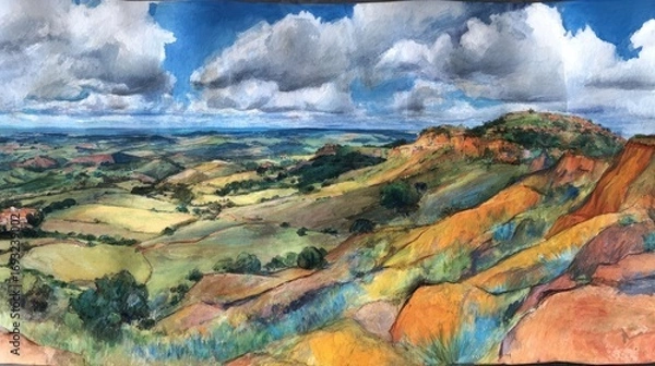 Obraz Colorful Panoramic View Of Hills And Valley
