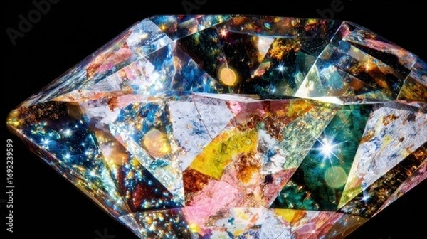 Obraz Multicolored Facetted Diamond Close-up