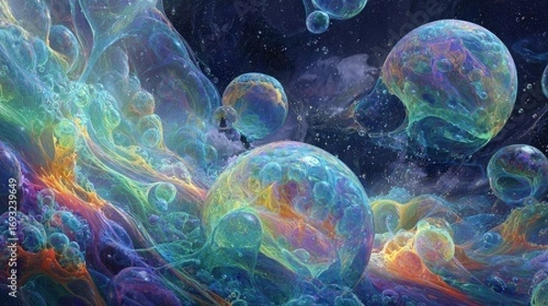 Obraz Abstract Colorful Glowing Bubbles In Space