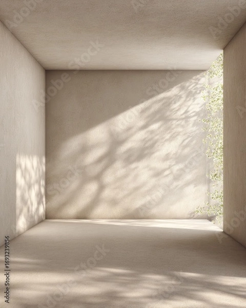 Obraz Empty Concrete Room With Sunlight And Shadows
