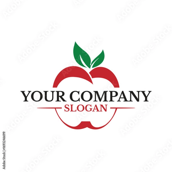 Fototapeta Red apple logo with text your company slogan isolated on white background