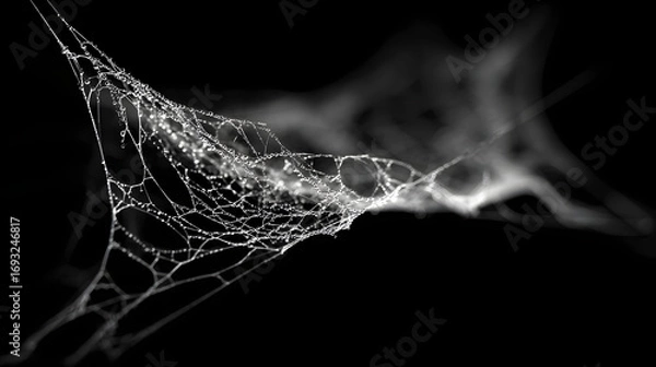 Fototapeta Spider web icon, delicate silk strands Halloween design, isolated on a white background. Designed for PNG format