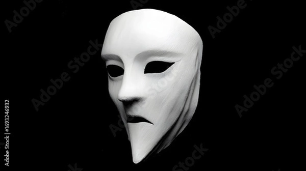 Fototapeta Spooky white ghost mask, simple and scary, isolated, PNG style