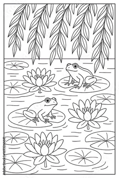 Obraz frog pond illustration