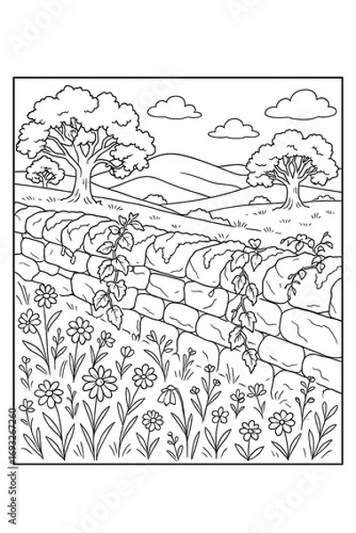 Obraz stone wall countryside