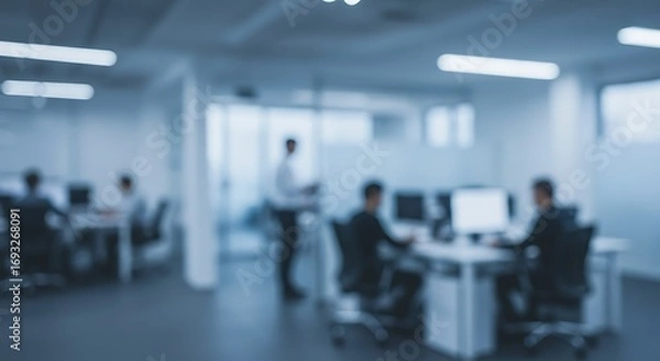 Obraz Minimalist and Abstract blurred interior modern office space with business people working banner background