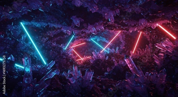 Fototapeta a dark background with neons and stars