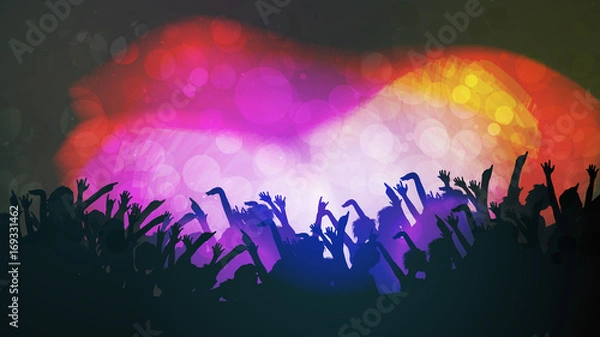 Fototapeta Party People Crowd, Festive Disco Event Background - Vector Illustration