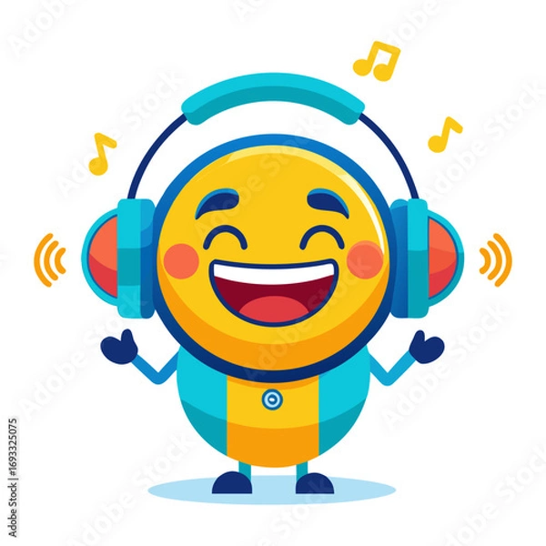 Obraz emoji with headphones