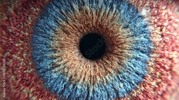 Fototapeta Illuminated prism: unveiling the hidden depths of the human eye. Print ready. The multicolored eye: a dance of light and shade in spectral form. Large format. Sharp image.