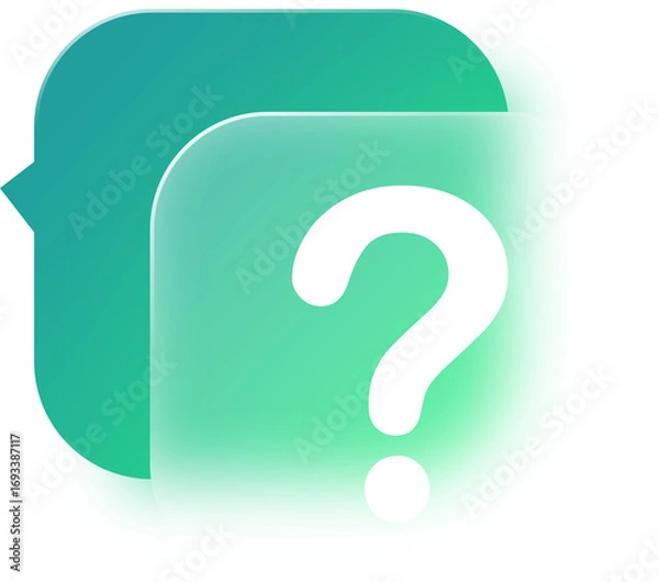 Fototapeta Question Mark Icon In A Speech Bubble With Glassmorphism Effect