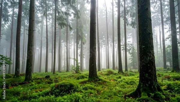 Fototapeta Misty Forest Path Scene (1)