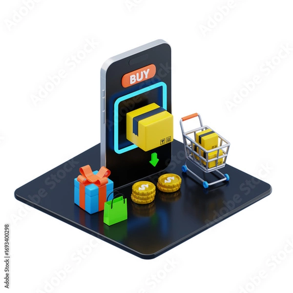 Obraz 3d isometric online shopping buy concept