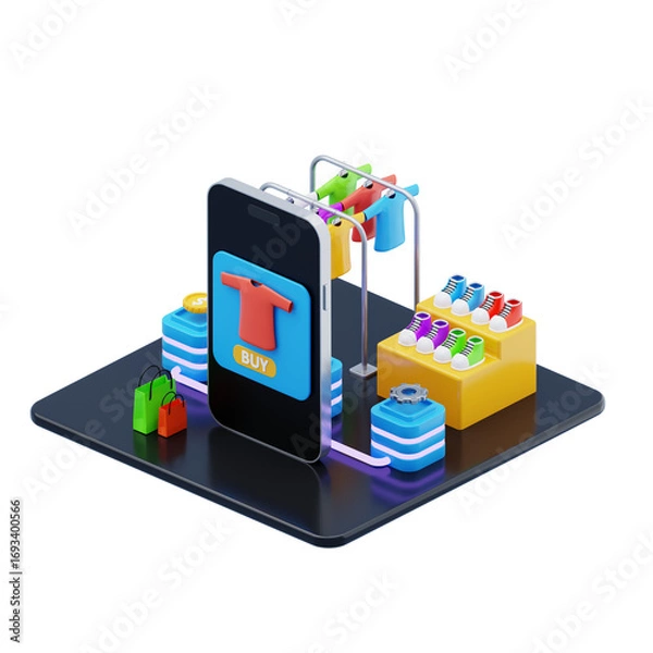 Obraz 3d isometric concept of online shopping for website and mobile website