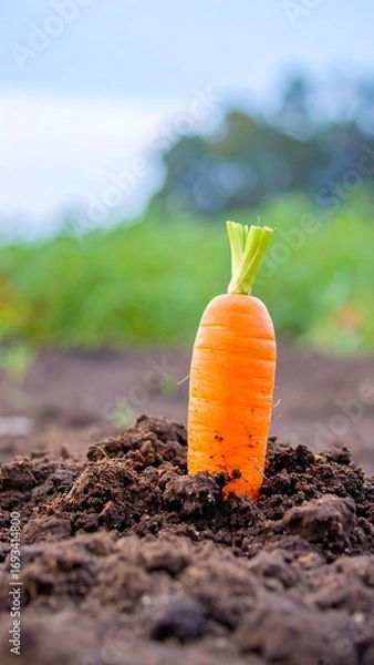 Fototapeta Fresh carrot in the soil