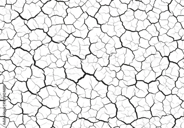 Fototapeta Abstract close up texture of cracked dry earth surface with intricate patterns and lines