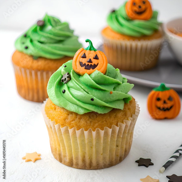 Obraz Halloween pumpkin cupcakes