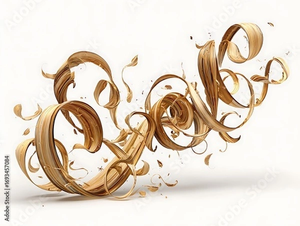 Obraz Bronze ink ribbons twisting into towering letterform structures