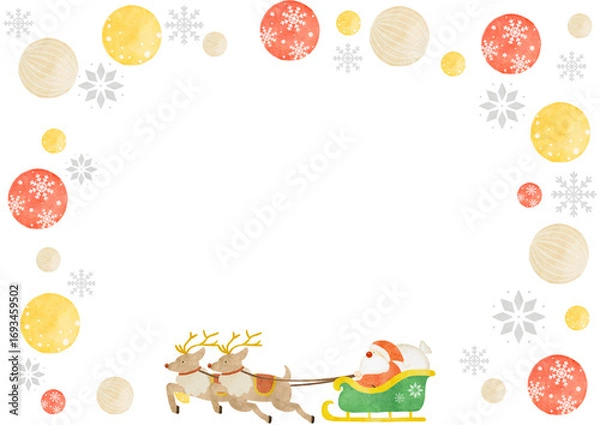 Obraz 水彩で描いたオーナメントのフレームイラスト