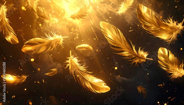 Obraz 金色の羽根が舞う