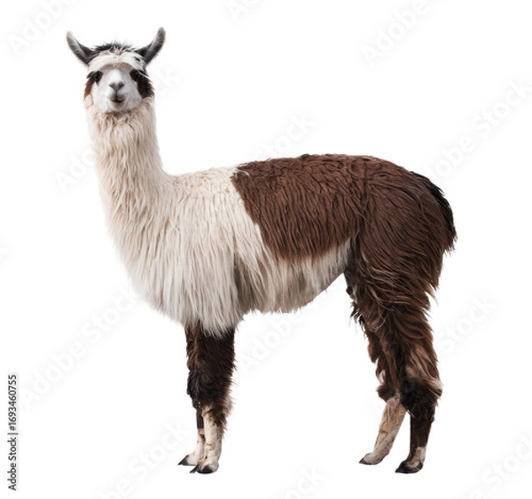 Fototapeta llama isolated on white background, full body.