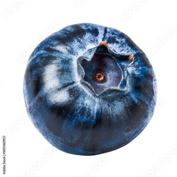 Fototapeta single blueberry isolated on white background, macro shot.