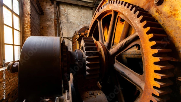 Fototapeta old rusty gear wheels