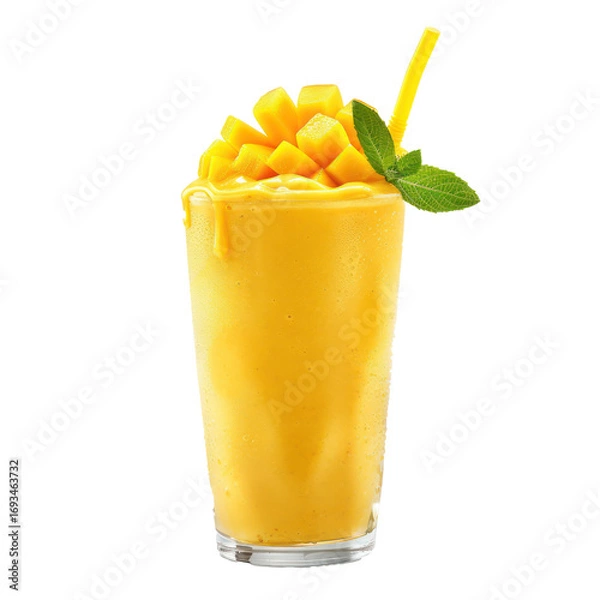 Fototapeta Mango Smoothie drink front view isolate on transparency background