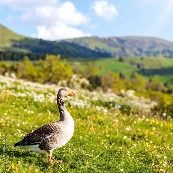Obraz Goose in a spring meadow